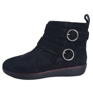 FitFlop Black Suede Bootie Water and Slip Resistant Arch Support Women's 6.5